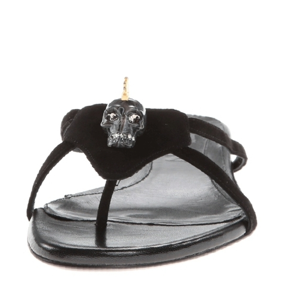 Alexander McQueen Black Sandals with Skull Accent